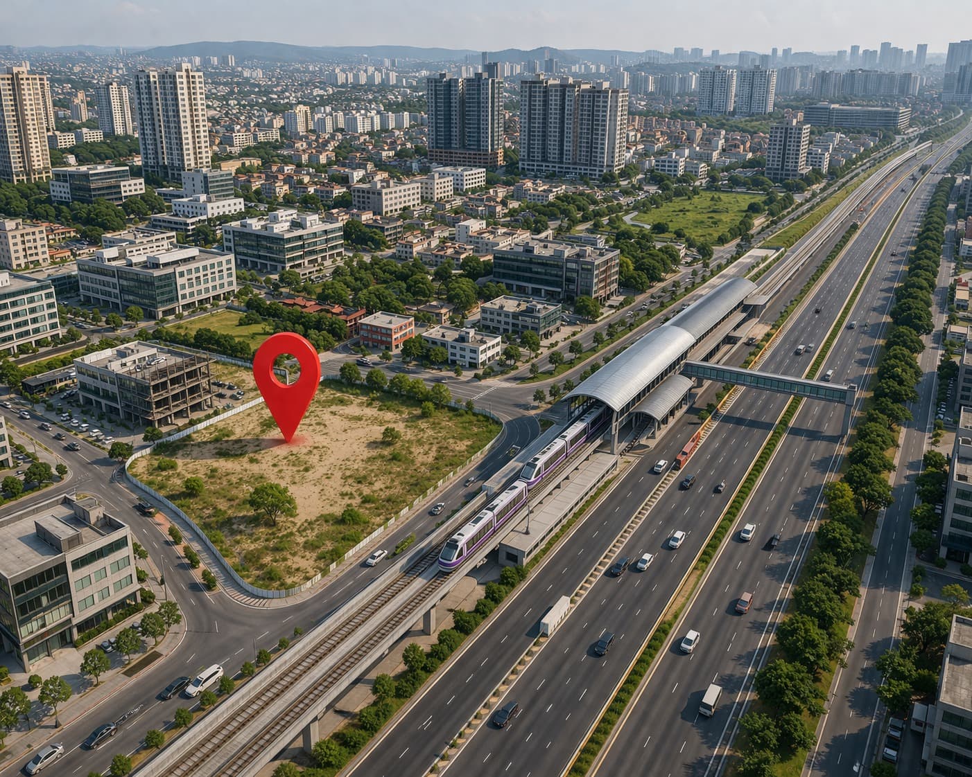 Wakad Aerial View with Metro